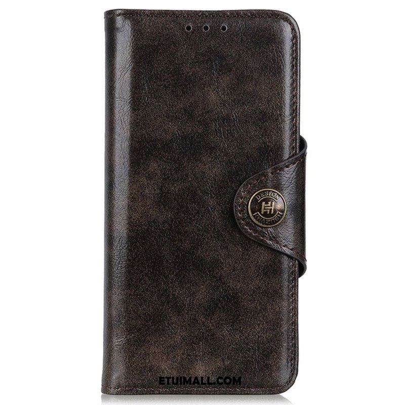 Etui Folio do Poco M4 5G Sztuczna Lakierowana Skóra Z Magnetycznym Guzikiem