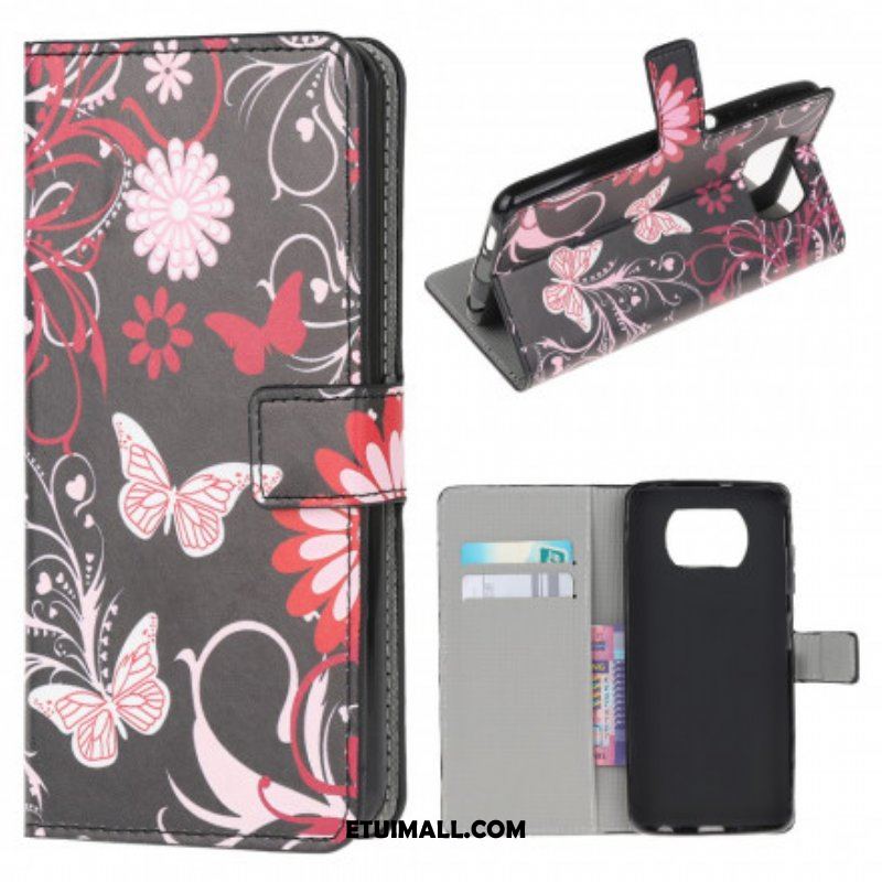 Etui Folio do Poco X3 / X3 Pro / X3 NFC Motyle I Kwiaty