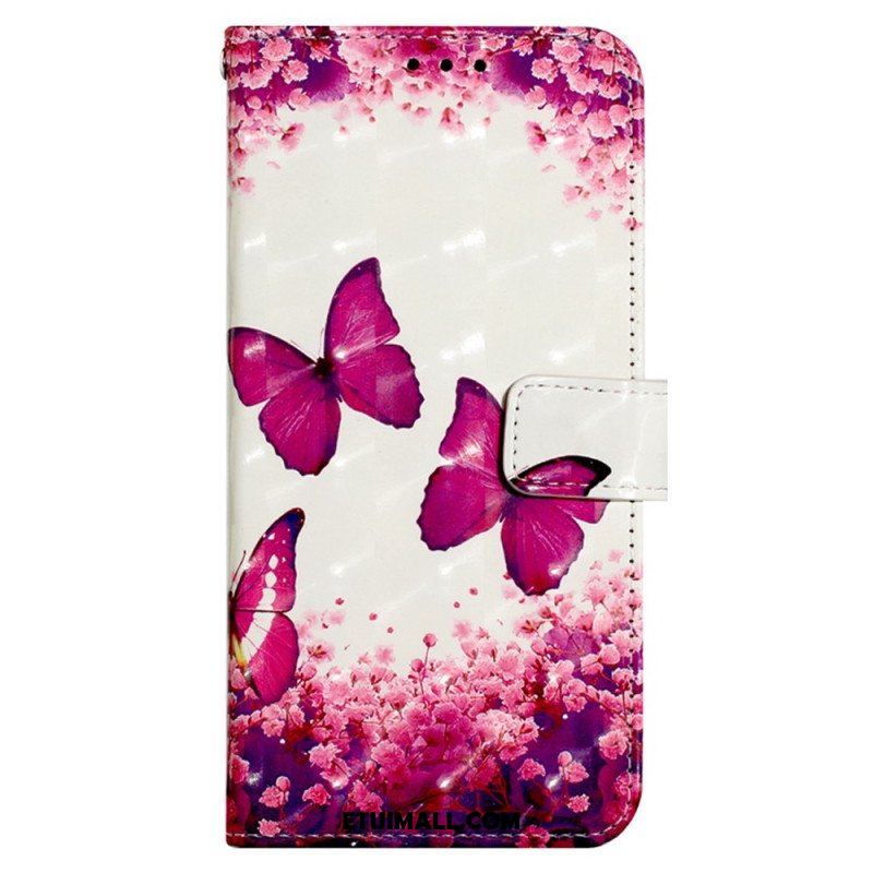 Etui Folio do Poco X4 Pro 5G z Łańcuch Lot Motyli W Smyczy