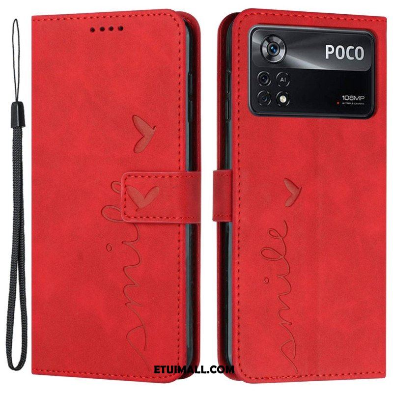 Etui Folio do Poco X4 Pro 5G z Łańcuch Pasiasty Uśmiech