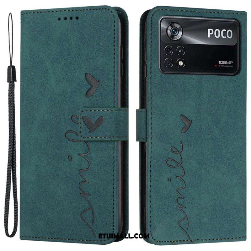 Etui Folio do Poco X4 Pro 5G z Łańcuch Pasiasty Uśmiech