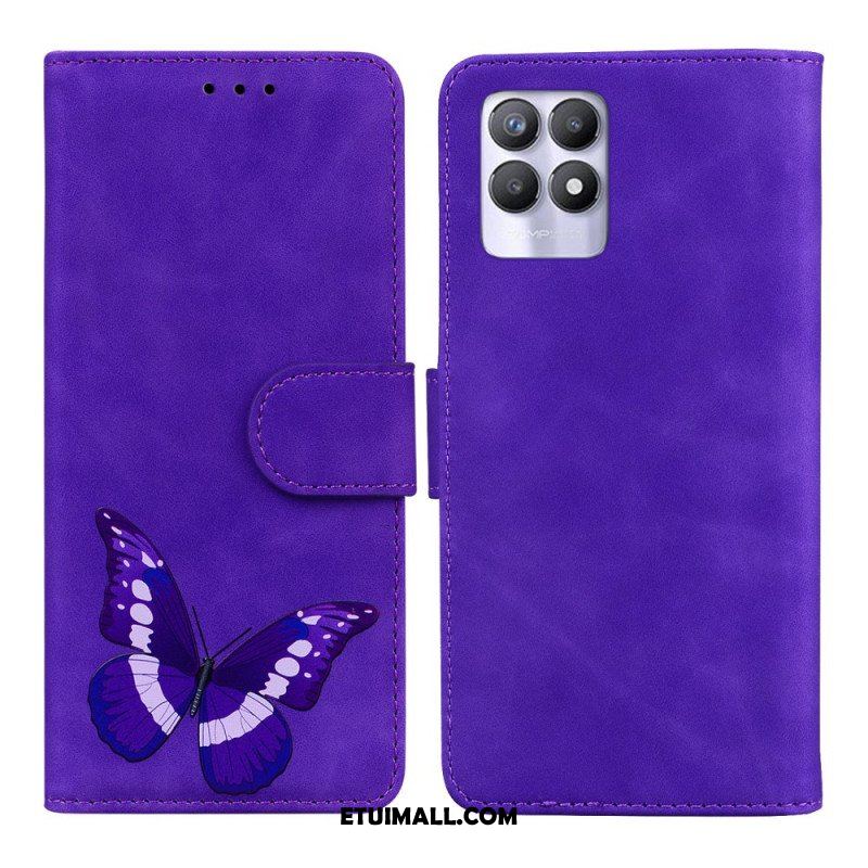 Etui Folio do Realme 8i Motyl Dotykający Skóry