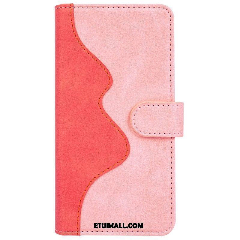 Etui Folio do Realme C30 Dwukolorowy Falisty Szew