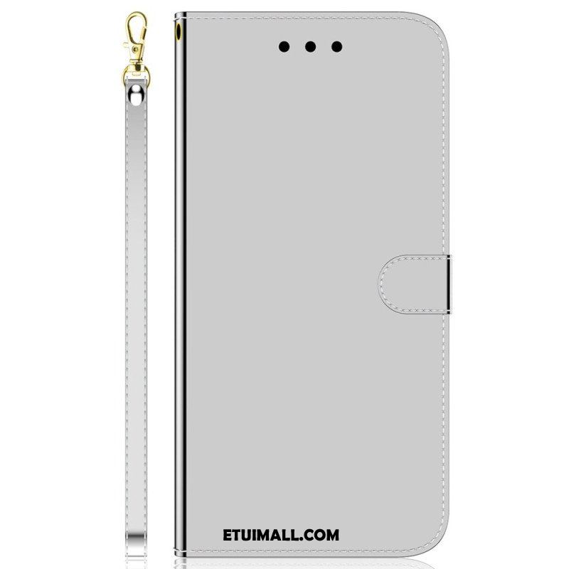 Etui Folio do Realme C35 z Łańcuch Efekt Lustrzanego Paska