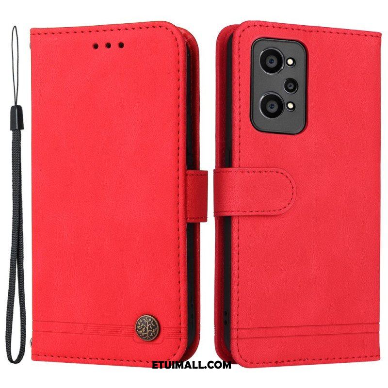Etui Folio do Realme GT Neo 3T / Neo 2 Nit I Pasek Ze Sztucznej Skóry