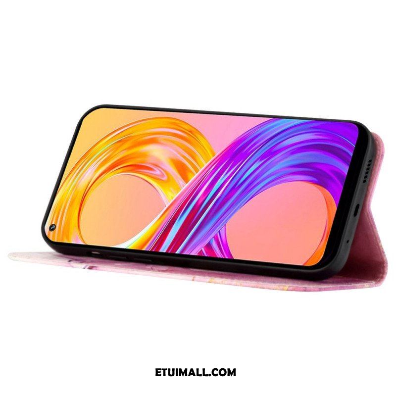 Etui Folio do Realme GT2 Pro z Łańcuch Pasek Marmuru