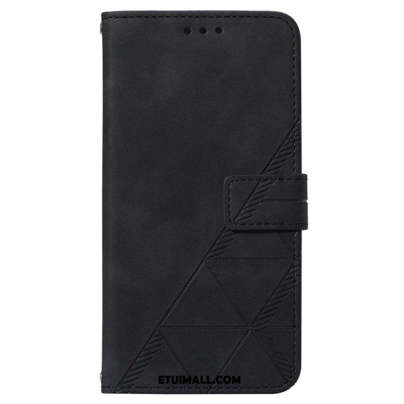 Etui Folio do Samsung Galaxy A14 / A14 5G Trójkąty Ze Smyczą