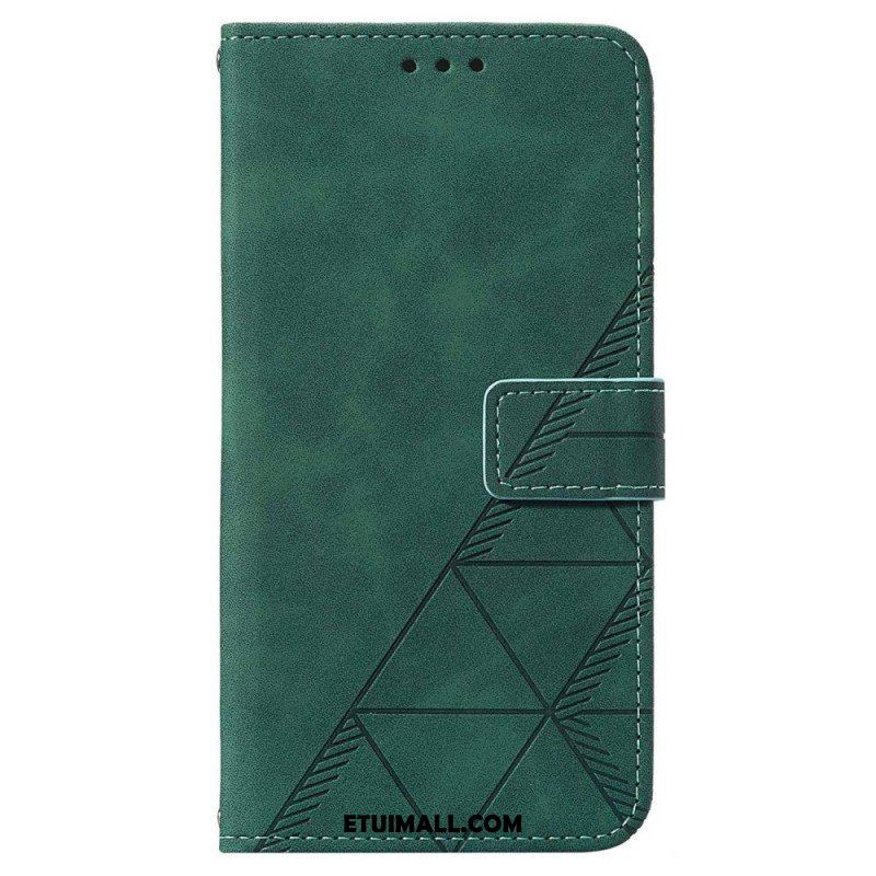 Etui Folio do Samsung Galaxy A14 / A14 5G Trójkąty Ze Smyczą