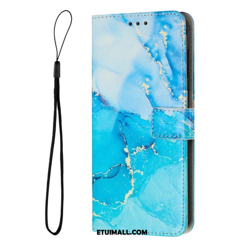 Etui Folio do Samsung Galaxy A14 / A14 5G z Łańcuch Pasek Marmuru