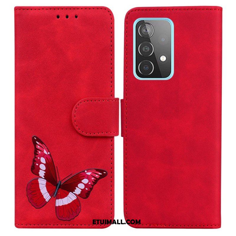 Etui Folio do Samsung Galaxy A52 4G / A52 5G / A52s 5G Motyl Dotykający Skóry