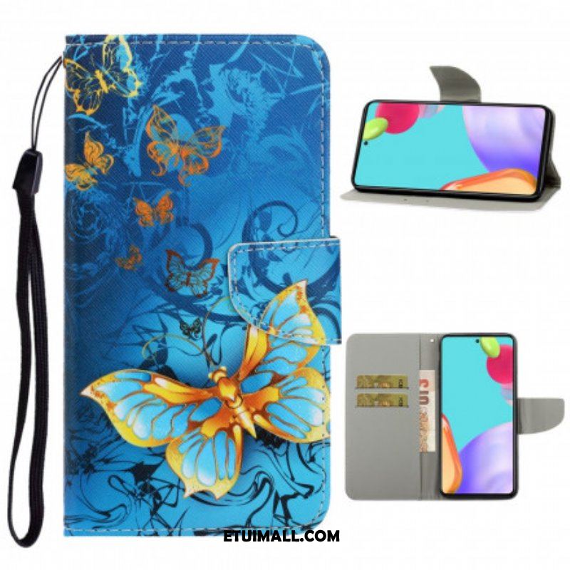 Etui Folio do Samsung Galaxy A52 4G / A52 5G / A52s 5G z Łańcuch Motyle Wariacje Paska