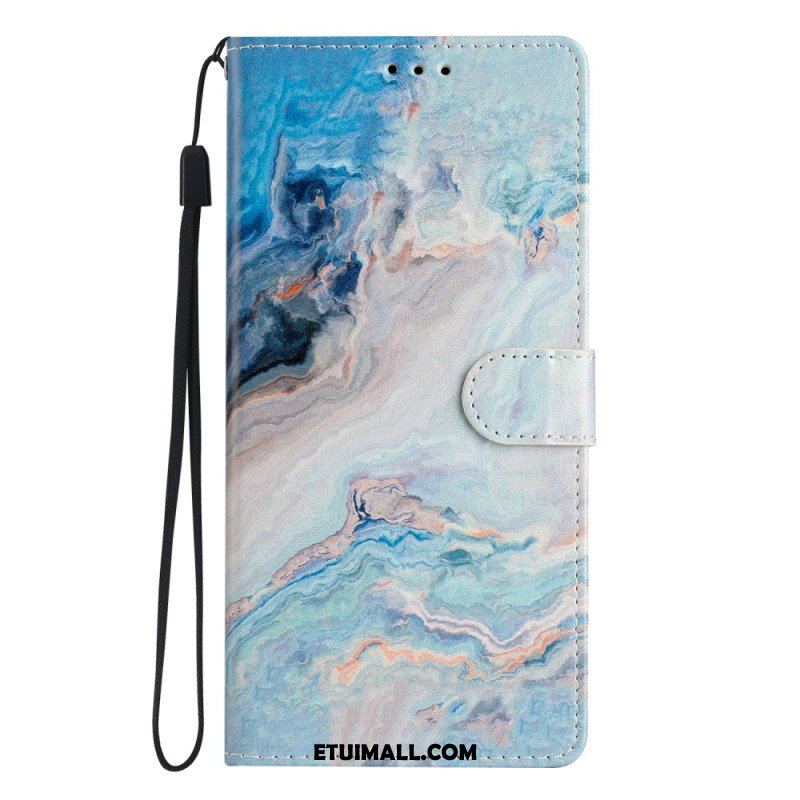 Etui Folio do Samsung Galaxy A53 5G z Łańcuch Pasek Marmuru