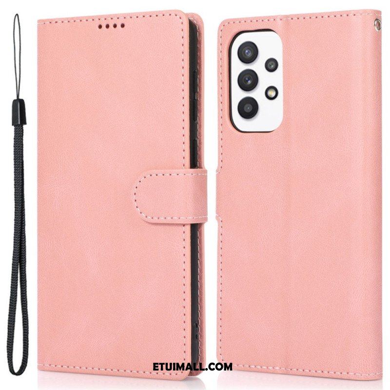 Etui Folio do Samsung Galaxy A53 5G z Łańcuch Skórzany Styl Vintage Z Paskami