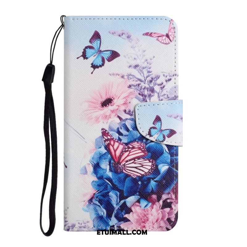 Etui Folio do Samsung Galaxy A54 5G Mistrzowskie Motyle Ze Smyczą