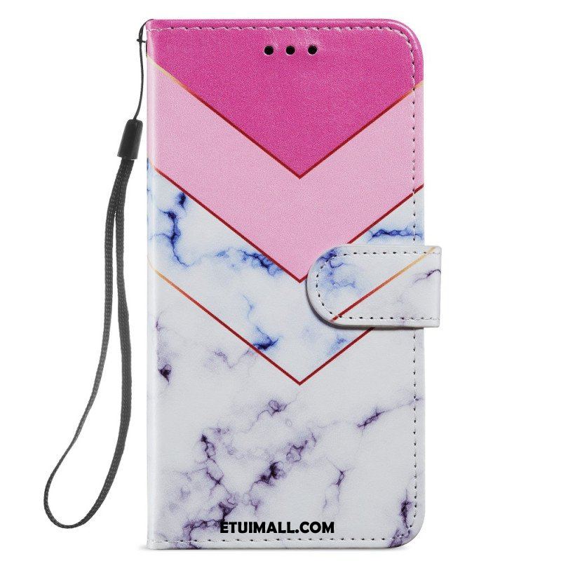 Etui Folio do Samsung Galaxy A54 5G z Łańcuch Marmur W Stylu Strappy