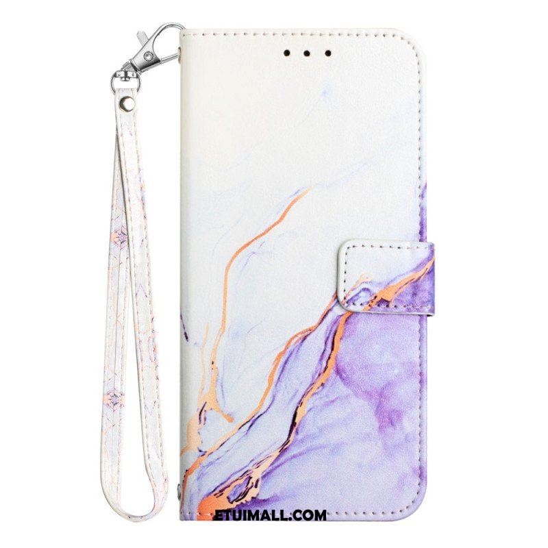 Etui Folio do Samsung Galaxy A54 5G z Łańcuch Pasek Marmuru