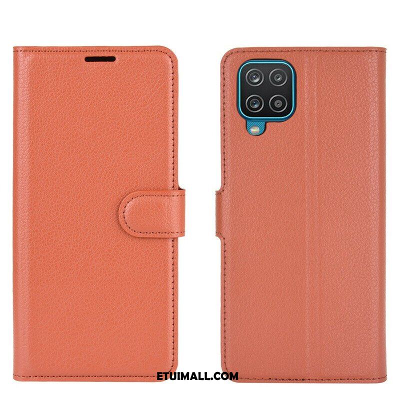 Etui Folio do Samsung Galaxy M12 / A12 Klasyczna Sztuczna Skóra Liczi