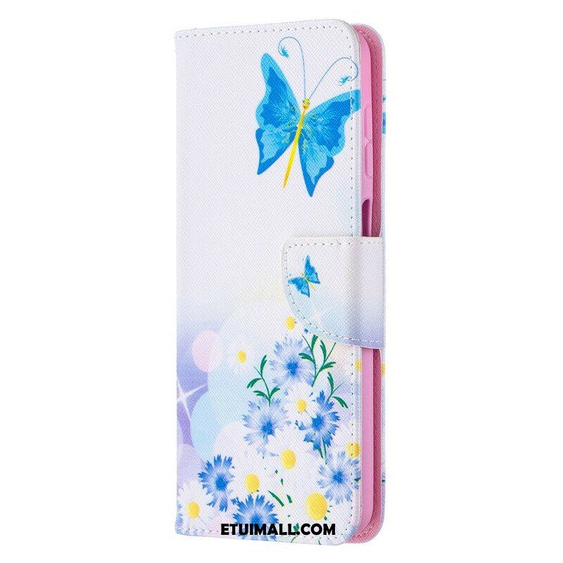 Etui Folio do Samsung Galaxy M12 / A12 Malowane Motyle I Kwiaty