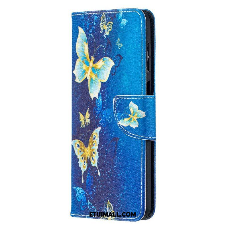 Etui Folio do Samsung Galaxy M12 / A12 Złote Motyle