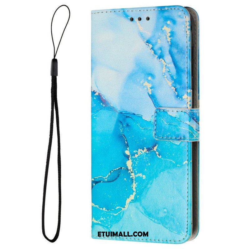 Etui Folio do Samsung Galaxy M13 Marmur Ze Smyczą