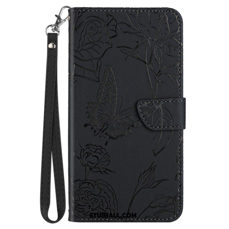 Etui Folio do Samsung Galaxy M23 5G Dyskretne Motyle I Smycz