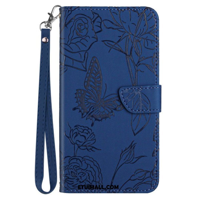 Etui Folio do Samsung Galaxy M23 5G Dyskretne Motyle I Smycz