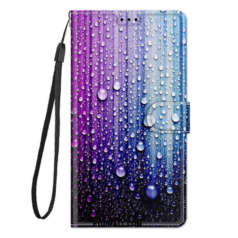 Etui Folio do Samsung Galaxy M23 5G Krople Wody Ze Smyczą