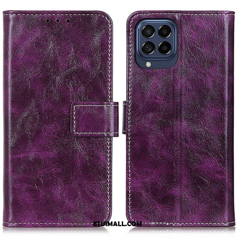 Etui Folio do Samsung Galaxy M53 5G Błyszcząca Sztuczna Skóra I Szwy