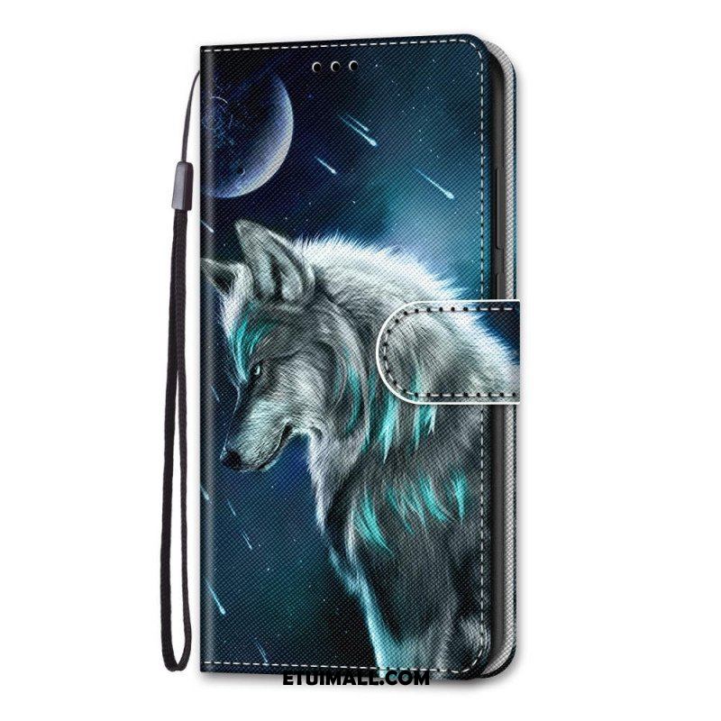 Etui Folio do Samsung Galaxy M53 5G z Łańcuch Smycz Wilk