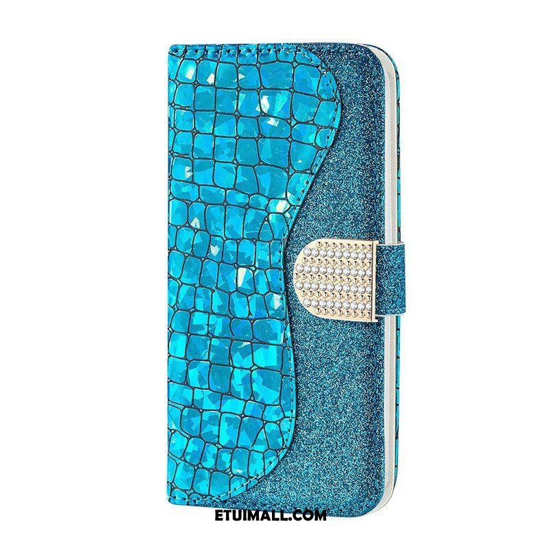 Etui Folio do Samsung Galaxy S21 FE Krokodyle Diamenty