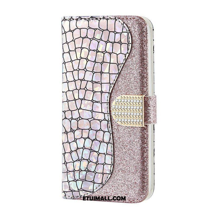 Etui Folio do Samsung Galaxy S21 FE Krokodyle Diamenty