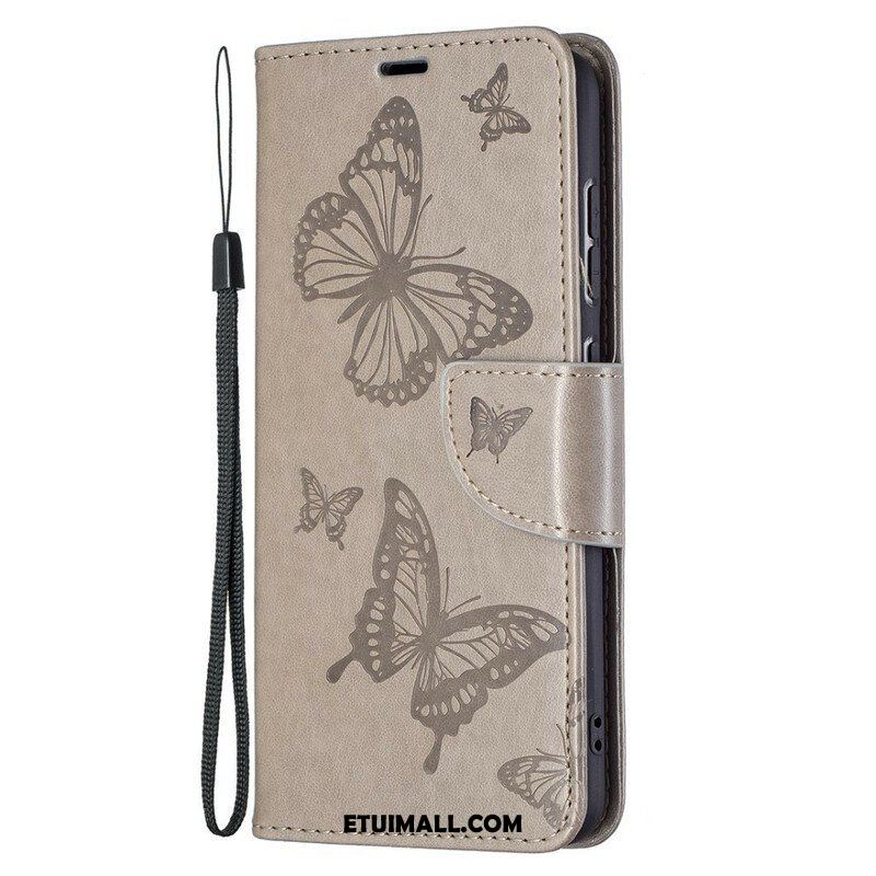 Etui Folio do Samsung Galaxy S21 FE Motyle W Locie Z Smyczą