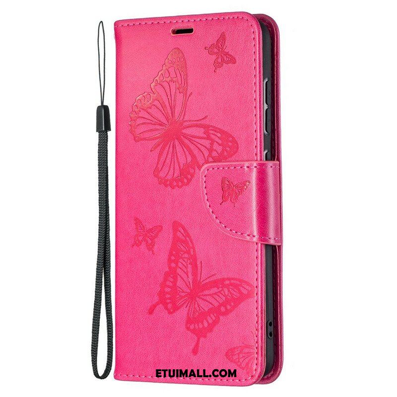 Etui Folio do Samsung Galaxy S21 FE Motyle W Locie Z Smyczą