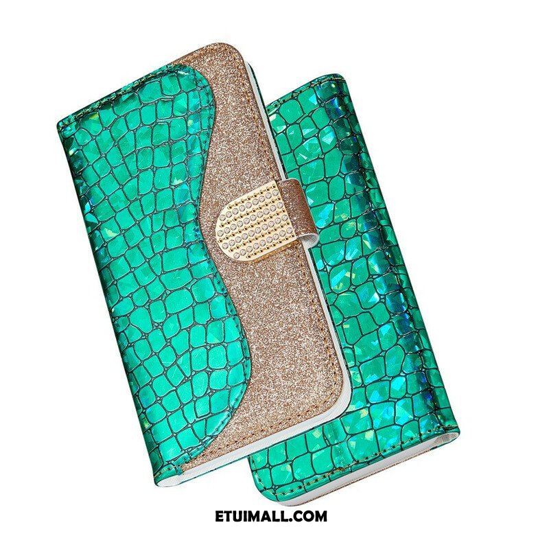 Etui Folio do Samsung Galaxy S21 Plus 5G Krokodyle Diamenty