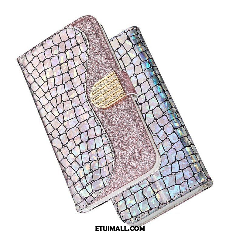 Etui Folio do Samsung Galaxy S21 Plus 5G Krokodyle Diamenty