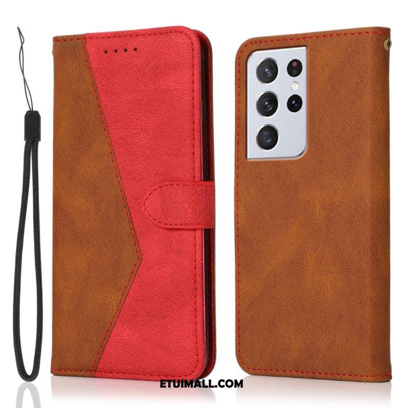 Etui Folio do Samsung Galaxy S21 Ultra 5G Dwukolorowa Trójkątna Sztuczna Skóra