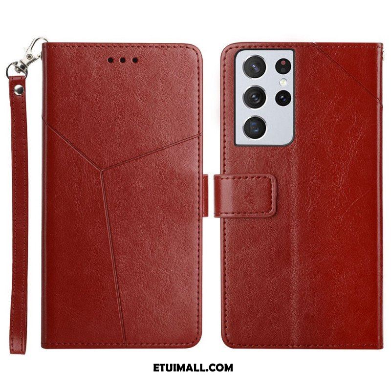 Etui Folio do Samsung Galaxy S21 Ultra 5G Stylowa Skórzana Konstrukcja Geo Y