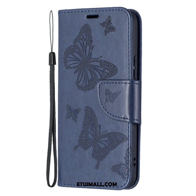 Etui Folio do Samsung Galaxy S22 5G Motyle W Locie Z Smyczą