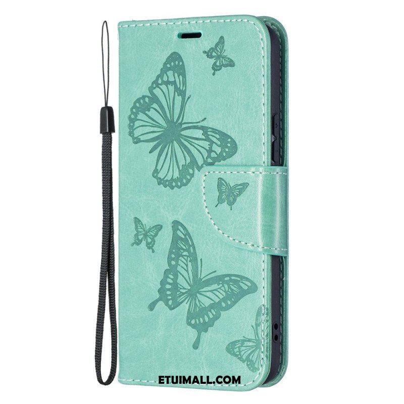 Etui Folio do Samsung Galaxy S22 5G Motyle W Locie Z Smyczą