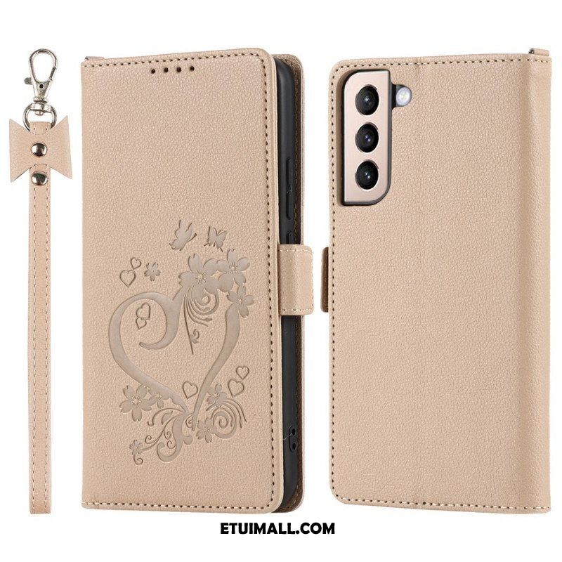 Etui Folio do Samsung Galaxy S22 5G Serce Z Smyczą