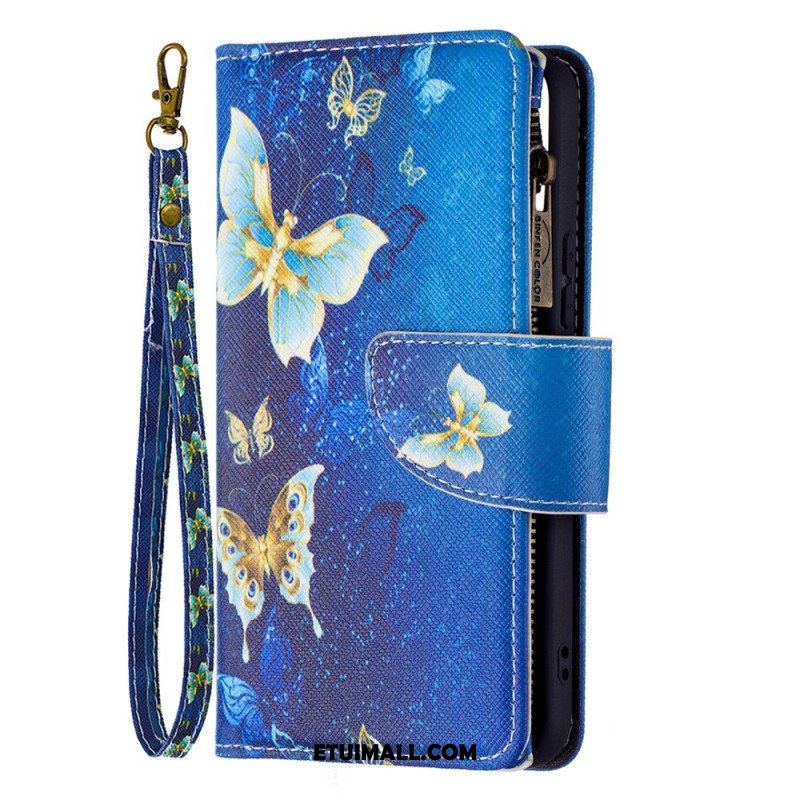 Etui Folio do Samsung Galaxy S22 5G Zapinana Na Zamek Kieszeń W Motyle