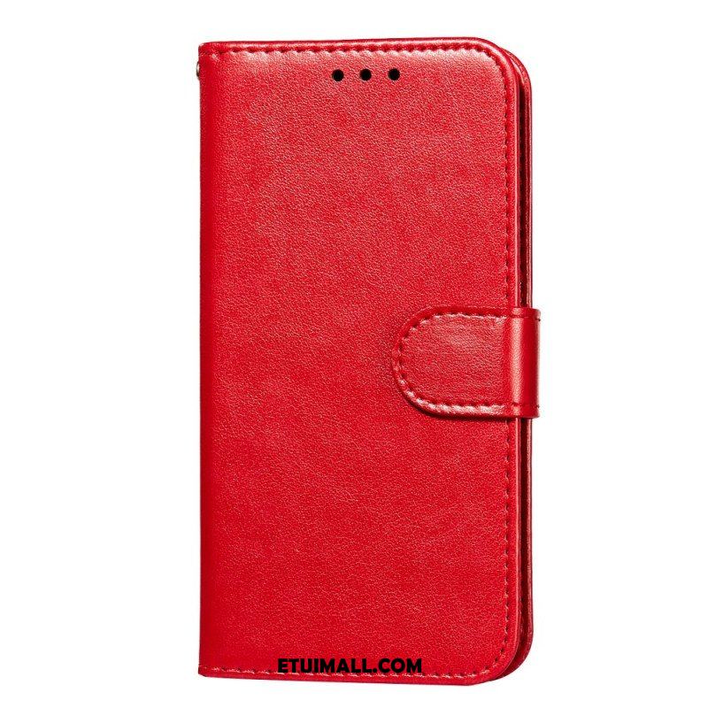 Etui Folio do Samsung Galaxy S22 5G z Łańcuch Pasek W Jednolitym Kolorze