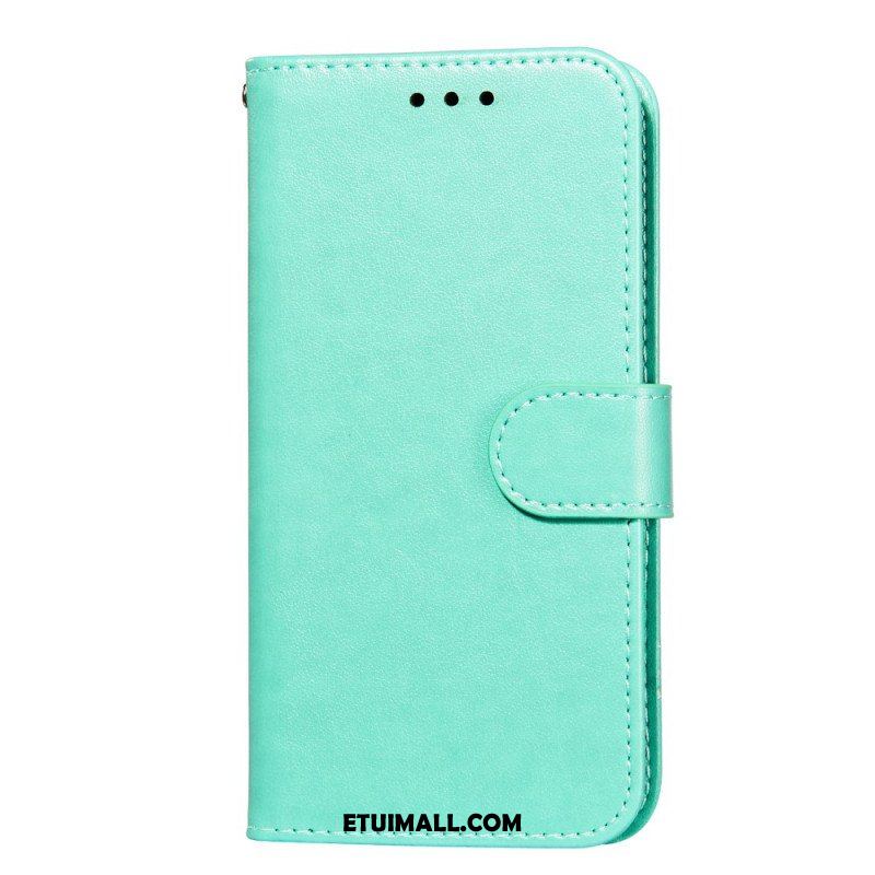 Etui Folio do Samsung Galaxy S22 5G z Łańcuch Pasek W Jednolitym Kolorze