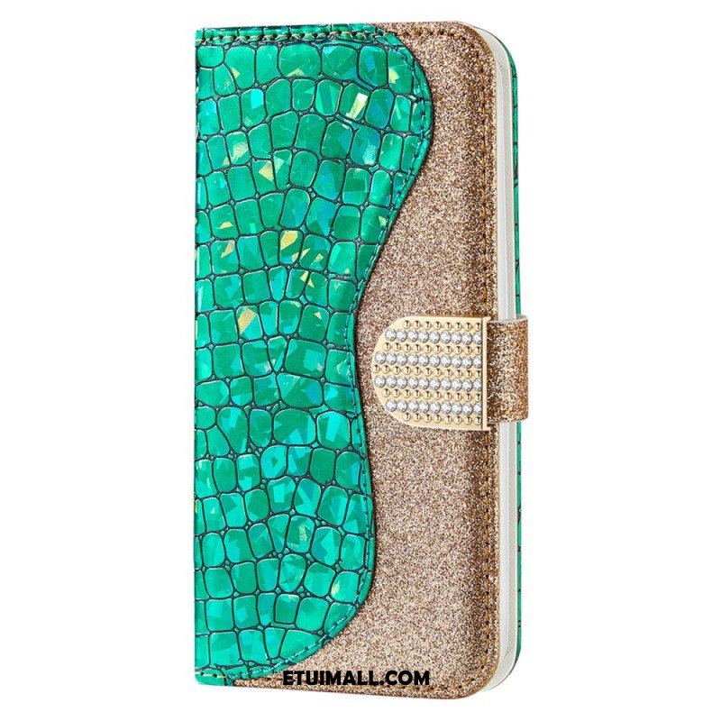 Etui Folio do Samsung Galaxy S22 Plus 5G Krokodyle Diamenty