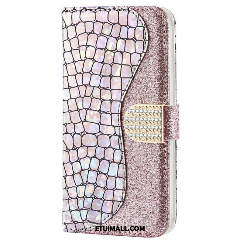 Etui Folio do Samsung Galaxy S22 Plus 5G Krokodyle Diamenty