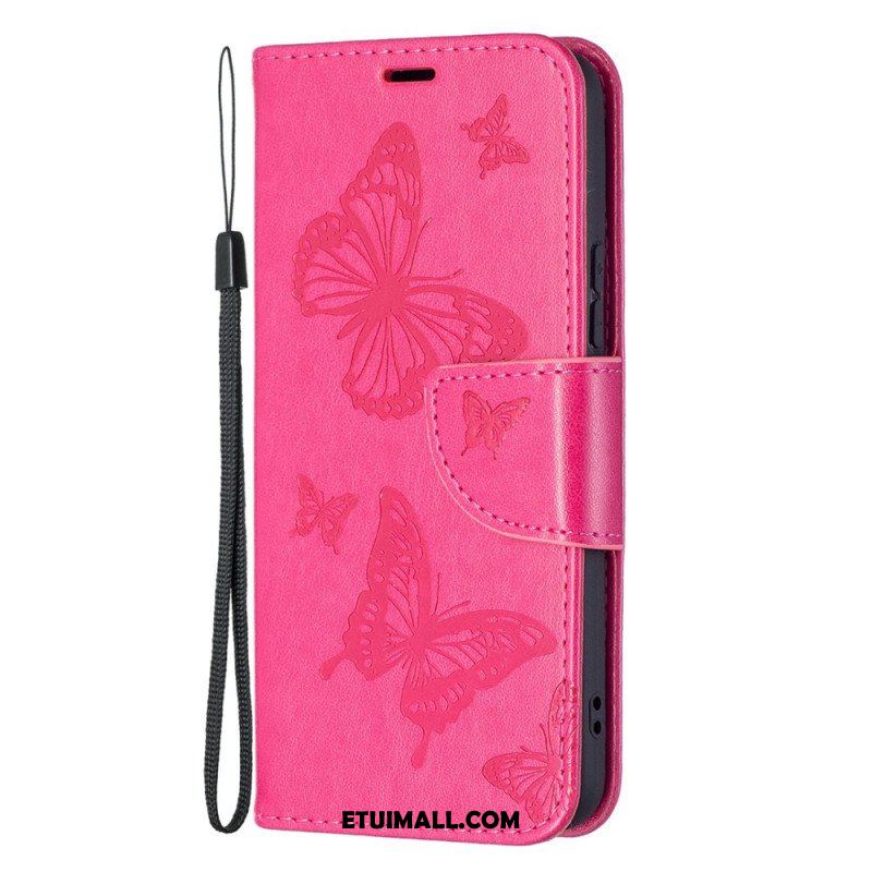 Etui Folio do Samsung Galaxy S22 Plus 5G Motyle W Locie Z Smyczą