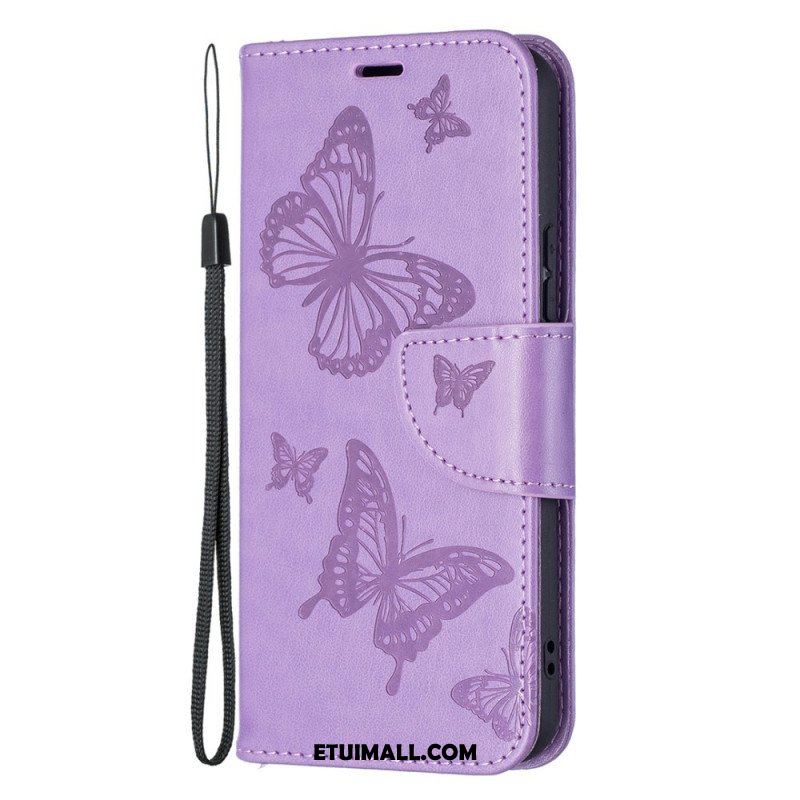 Etui Folio do Samsung Galaxy S22 Plus 5G Motyle W Locie Z Smyczą