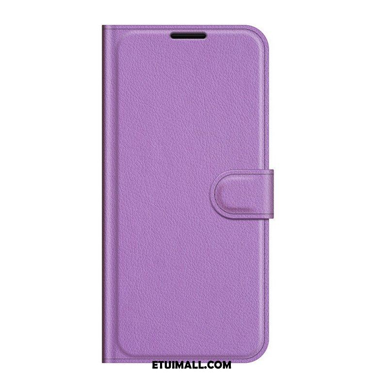 Etui Folio do Samsung Galaxy S22 Ultra 5G Klasyczny Efekt Skóry Liczi