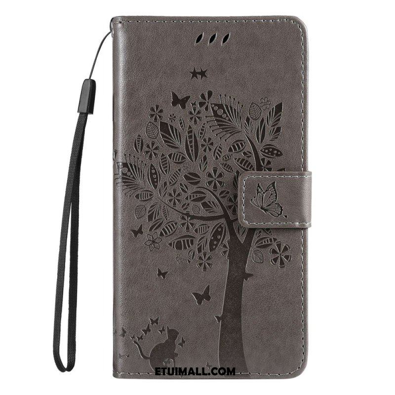 Etui Folio do Samsung Galaxy S23 5G Drapak Dla Kota Ze Smyczą