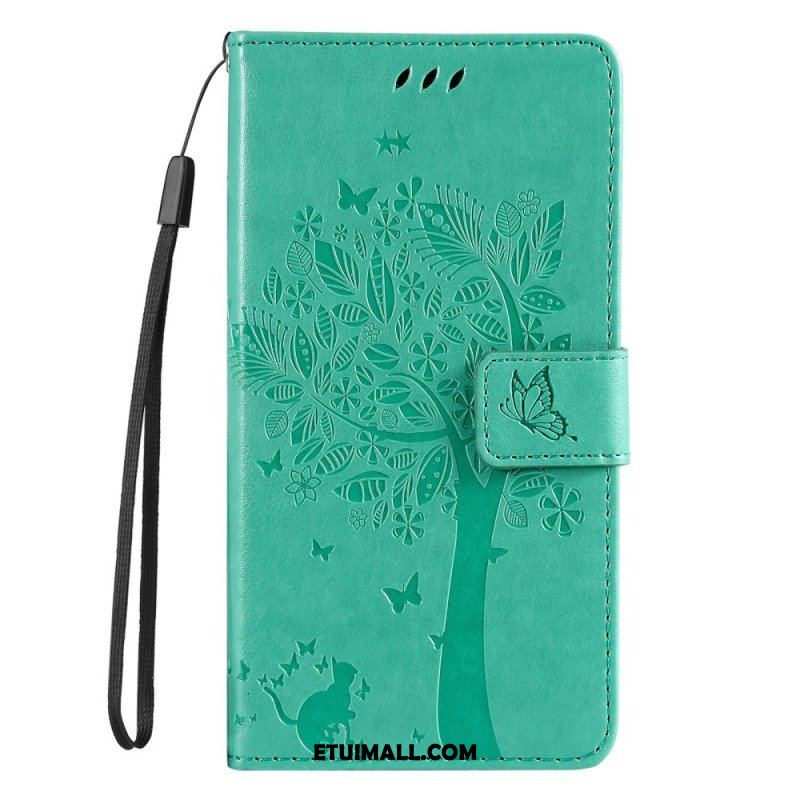 Etui Folio do Samsung Galaxy S23 5G Drapak Dla Kota Ze Smyczą